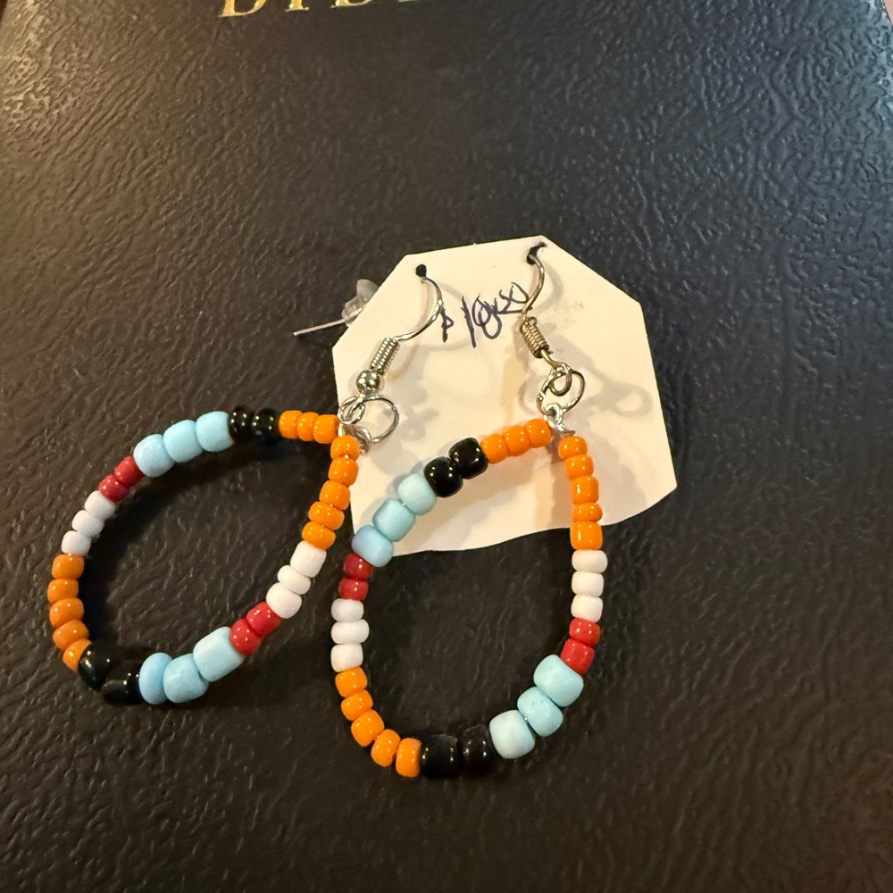 Colorful Beaded Hoop Earrings